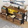 Lulive TV Stand for Bedroom, LED Rustic Brown Dresser for
