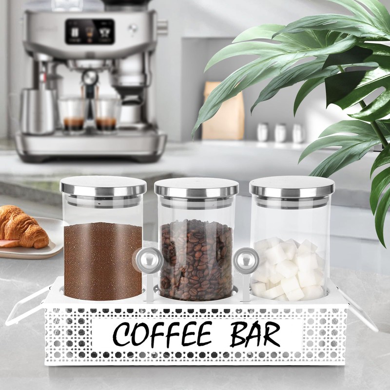 DYGZBLHT Glass Coffee Containers with Shelf 3x 47oz Coffee Station
