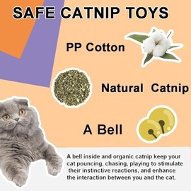 Ertzinla Cat Catnip Toys for Cats, Catnip Toy Filled with Cartoon Bell and Catnip