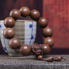 Zen Dear Unisex Natural Silkwood Tibetan Buddhism Meditation Prayer Bead Necklace Japa Mala Beads Bracelets (20mm 12 Beads Long's Heads)