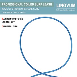 Surfboard Leash Premium Straight Surf Leash SUP Leg Rope 6/7/8/9 feet for Any Surfboards, Longboard, Paddleboard and Shortboard (Blue-8FT)