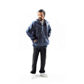 Melody Jane Dolls House People Modern Man with Beard in Hoodie Resin Figure