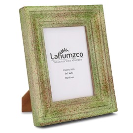 Lahumzco Handcrafted Wooden Multi Color Dots Picture Frame - Rustic Frame for Wall & Tabletop Display | Ideal for Photos, Art & Home Décor (5x7 Inches)