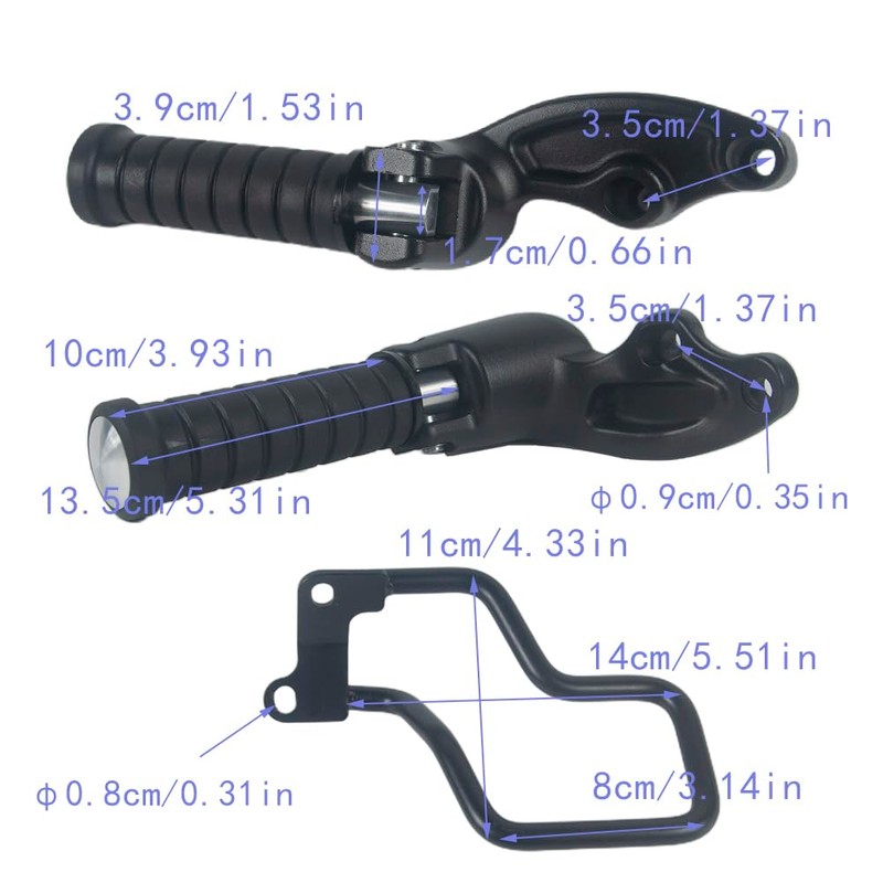 NANSENJPMP Motorcycle Passenger Footpegs with Heat Shield Bracket for Indian