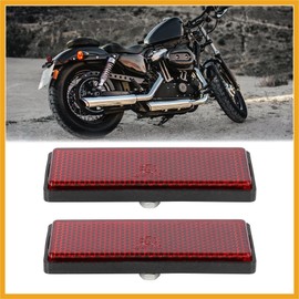 Partuto Pair M6x1.0 Red Rectangle Universal Screw Mount Reflective Warning Reflector for Motorcycle Bike Replacement