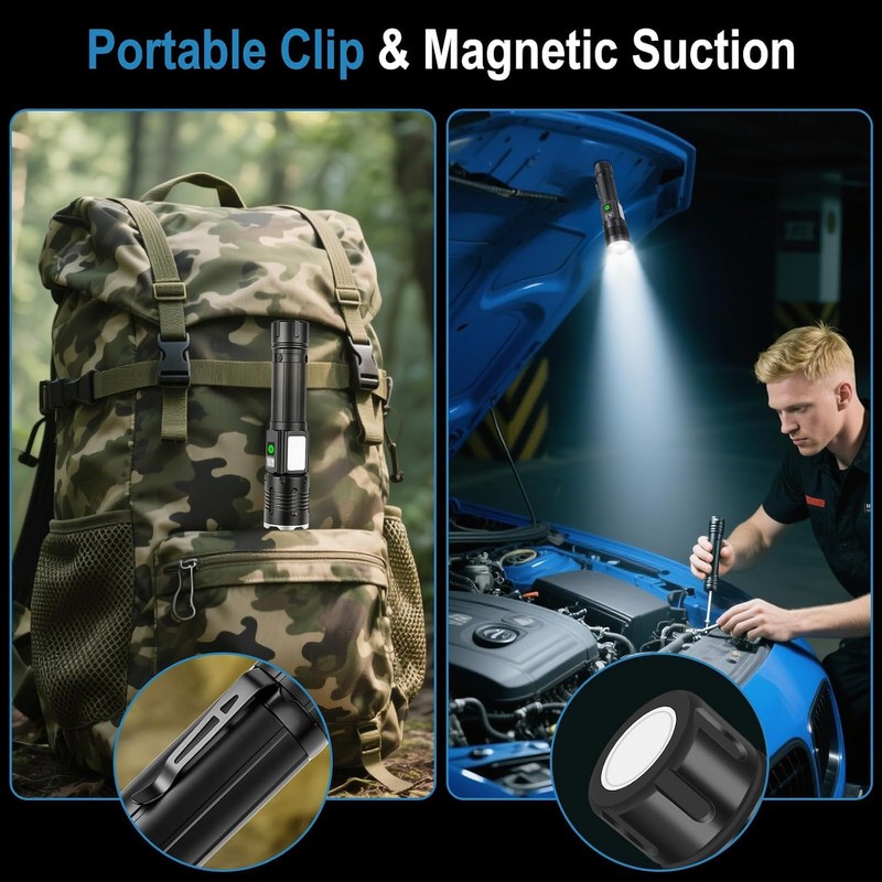 HOSONIC Rechargeable Flashlights High Lumens, 9 Modes with Red Side