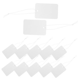 NUOBESTY 100pcs Elastic Cord with String Attached Blank Price Tags for Jewelry and Elegant Labels for Retail and Personal Use