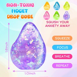 6 Pack Stress Cube Stress Ball, Squishy Stress Balls for Adults, Squeeze Sensory Balls Fidget Toys for Kids, Water Drop Fidget Cube Sensory Balls Stress Toys Anxiety Relief