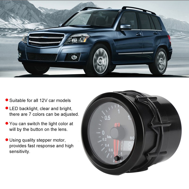 2in Car Turbo Pressure Boost Gauge Meter 2Bar 12V Colorful