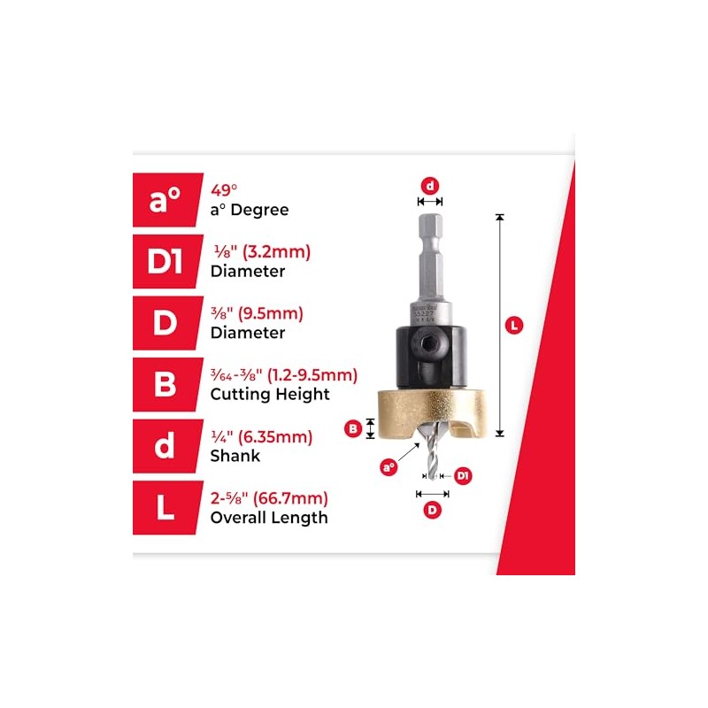 Amana Tool 55227 Carbide Tipped Countersink with No Burning and