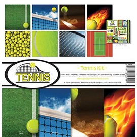 Reminisce (REMBC) Tennis Scrapbook Collection Kit, Multicolor, 12x12 inches