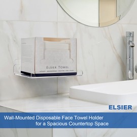 ELSIER Disposable Face Towels Storage Holder, 1 Piece Premium Acrylic Facial Cleansing Towels Organizer