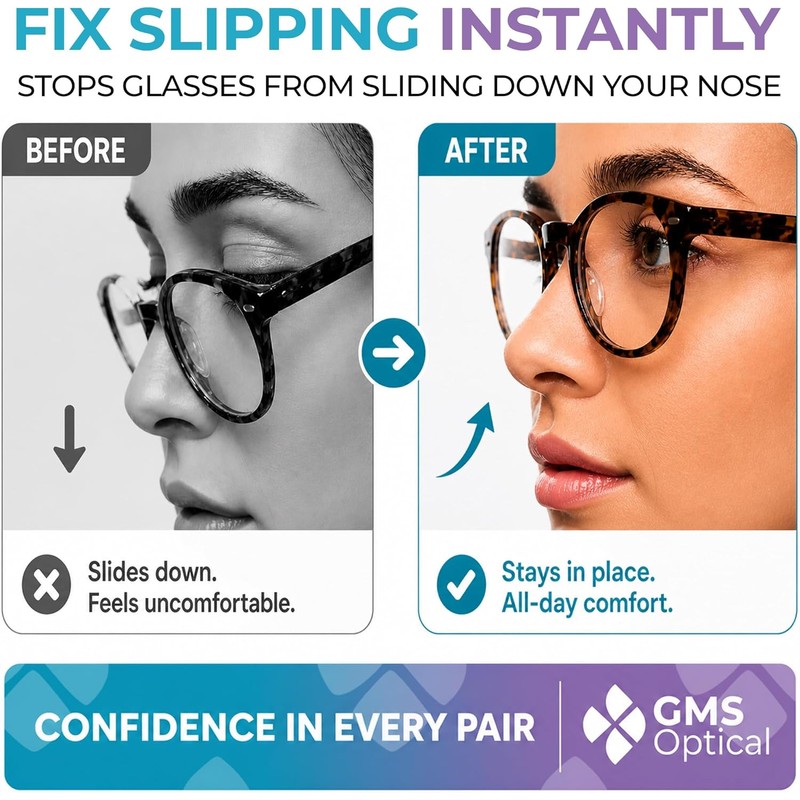 GMS Optical Adhesive Silicone Nose Pads for Glasses |1.3mm Ultra-Thin,