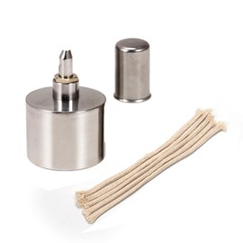 WUTA 200ml Stainless Steel Alcohol Lamp Burner Thickened Explosion-Proof Craft Laboratory Chemistry Alcohol Burner Dental Lad Lamp with Brass Screw and 5 Pcs Pure Cotton Wick