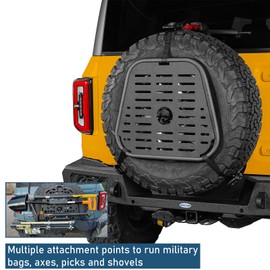 Hooke Road Spare Tire Molle Panel Storage Panel Perforated Board Compatible with Jeep Wrangler YJ TJ JK 1987-2018 Ford Bronco 2021-2026