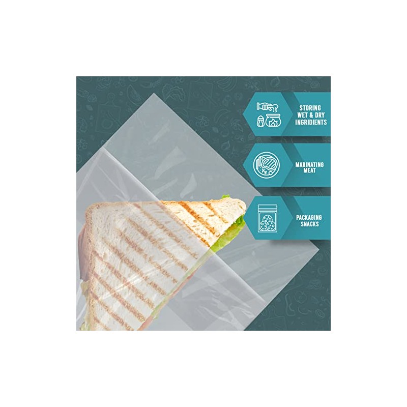 PAMI Bolsa para Sándwich con Tapa Plegable [200 Piezas] -