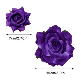 Topbuti Rose Hair Clip Flower Hairpin Rose Brooch Floral Clips, 4 Pcs Fabric Rose Flowers Hair Clips Mexican Hair Flowers Pin up Headpieces for Woman Girl Wedding Party Mother's Day (Dark Purple)