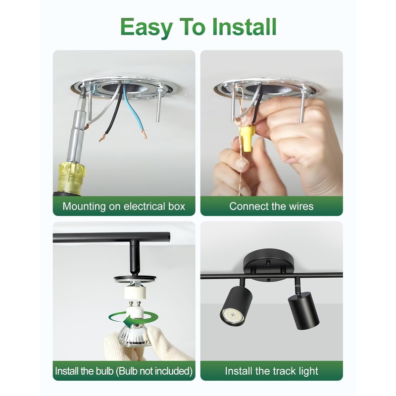 Fondiiz 6 Ways Track Lighting, Rotatable Heads Tracks Light, Track