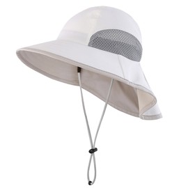 Connectile Kids Summer UPF 50+ Flap Cap Wide Brim Safari Hat Kids Sun Hat Infant UV Protection Hat, beige