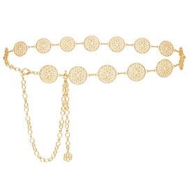 SEDEX Gold Belt, Western Chain Belts for Women Metal Concho Belt Cowgirl Fashion Boho Waist Chain Y2K for Jeans Dresses Pants Adjustable Vintage Country Concert Accessories