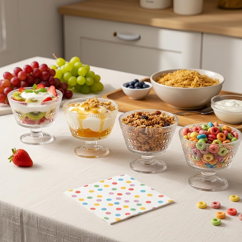 ZOOFOX 6 Pack Glass Ice Cream Bowl Set, 9 oz