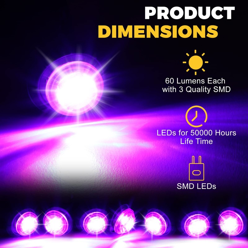 50 Pcs Trailer Side Marker 3/4 Round Led Light 12v