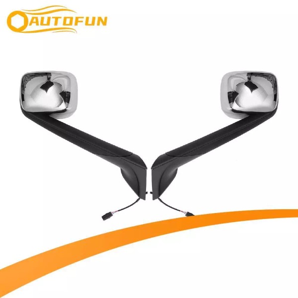 AUTOFUN Chrome Hood Mirror W/ Heated Pair For Freightliner Cascadia