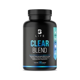 Clear Blend de 180 cápsulas. Nootropico con ingredientes naturales: Hongo Melena de León, Bacopa, L-Tirosina, Vitamina B1, Semilla de Uva Roja y Vitam