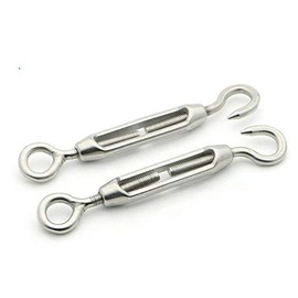 Stainless Steel Turnbuckle - SENRISE M4 304 Stainless Steel Hook & Eyelet Turnbuckle Wire Rope Tensioner for Pipe System, Chain Links, Washing Line etc. (Pack of 2), silver