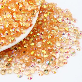 Briskbloom 1000PCS 6mm Resin Flatback Rhinestone, Transparent Champagne AB Flatback Jelly Rhinestones for Crafts, Tumblers, Mugs, Bottles, Nails, Loose Bling Diamond Gems Stone