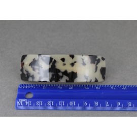 Black Beige barrette plastic marbled rectangle hair clip accessory 3.75 inches long over the corve