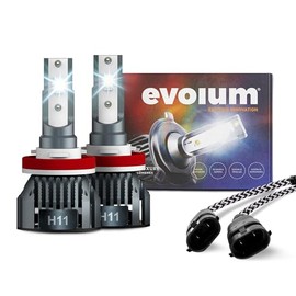 EVOLUM ULTRA LUXURY - Luces Led para Auto - 14,000 lumenes - Faros para Coche - Sistema CanBus - Resistencia al Agua - Haz de Luz Perfecto - Cuerpo de Aluminio de Alta Calidad - Luz Blanca (H11)