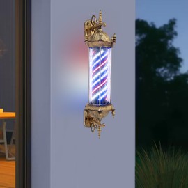 TFCFL 110V Barber Rotating Light,Barber Pole Retro Style Light,Hair Barber Salon Shop Open Sign,Barber Pole Red+White+Blue Stripes LED Light,Wall-Mounted Barber Li-GHT 50RPM (Red+White+Blue)
