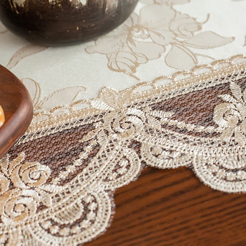 ARTABLE Exquisite Lace High-End Jacquard Fabric Tablecloth Table Runner Rectangular