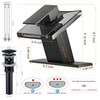 Bathroom Black Faucet Waterfall LED Glass Spout with Overflow Drain