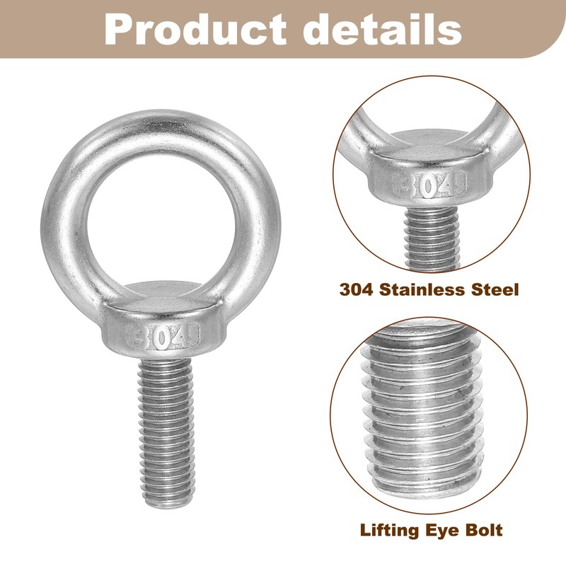 sourcing map Lifting Shoulder Eye Bolt M10 x 30 mm,