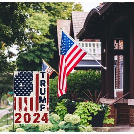 Cylanta Trump 2024 Garden Flag 12x18 Inch Double Sided, Retro American Flag Take America Back FIGHT Outdoor Decorations, Small American President Election Yard Sign Banner Flags