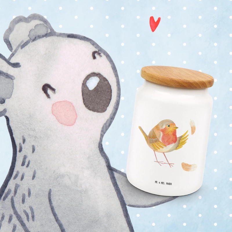 Mr. & Mrs. Panda Storage Container Robin Feathers - Gift,