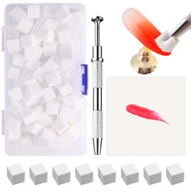 Fcozpjk 150Pcs Soft Nail Sponges for Ombre Mini Nail Art Sponges With Grabbing Pen Aura Nail Gradient Brush for Gel Nail Polish Sponge With 50pcs Disposable Gel Polish Palette Paper