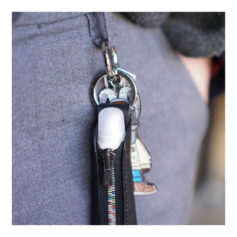 Lip balm case cosmetics key ring - black + initial