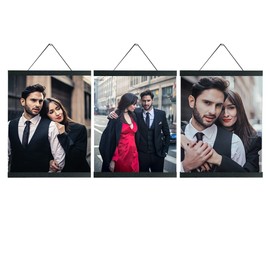 YK artwood 3 Pack Magnetic Poster Hanger 10 Inch Black, 10x12 10x16 10x14 Poster Frame Wood Wooden Magnet Print Posters Dowel Scroll Hanger Hangers Hanging Kit for Walls Map Canvas Artwork