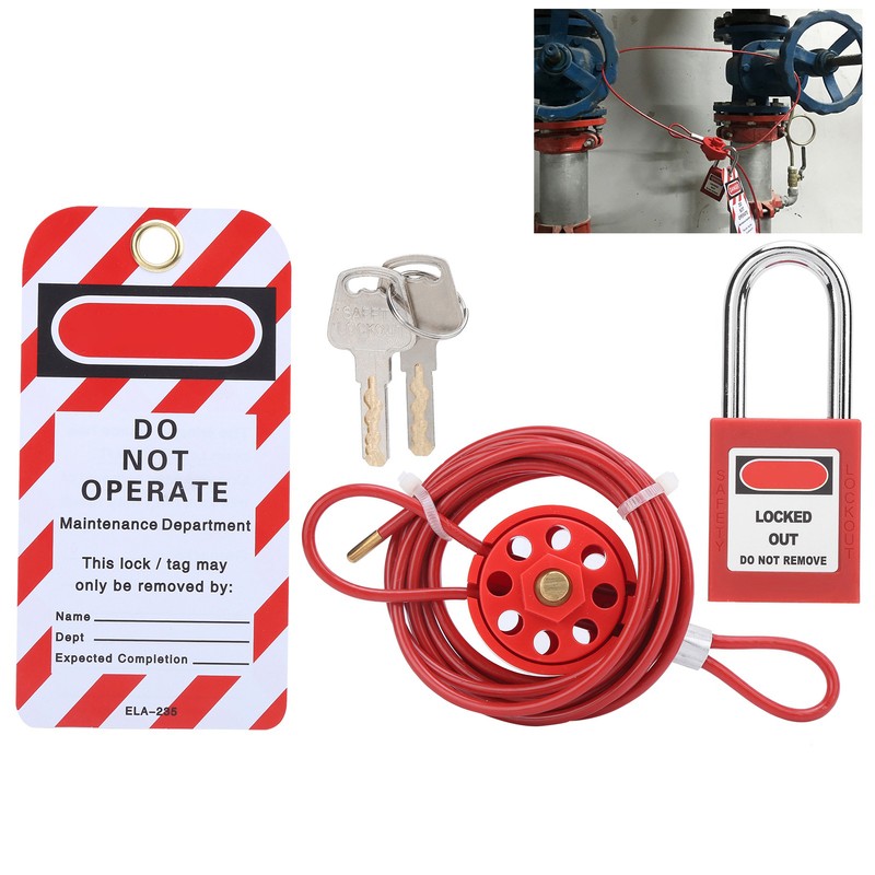 Cable Lock Kit Adjustable Insulation Universal for Valve Red Energy