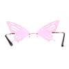 Rimless Butterfly Wing Unique Party Shade Sunglasses Gold Pink
