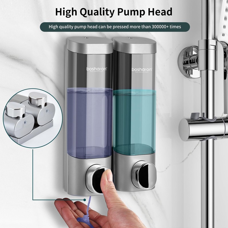 2 in 1 Shower Soap Dispenser, 2×300 ml Chamber Shampoo