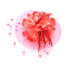 Flower Feather Fascinator Hat with Beads Ladies Pillbox Hat on a Headband and a Forked Clip Cocktail Party Race Hats Bridal Shower Hair Clip Headpiece for Wedding Tea Party Ascot Races Church