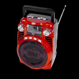 Universal New QFX BT-44 Portable Rechargeable Loud Speaker +Bluetooth +4-Band FM Radio - Red