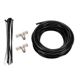 MEASUREMAN 30FT 1/4" Black PU Air Line Hose Kit for Air Bags Suspension, Air Tubing with 2 PCS 1/4" Brass Push to Connect Tee Fittings and 10PCS Nylon Zip Ties