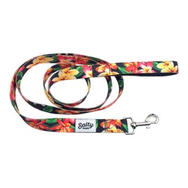 SALTY PAWS FLORAL PRINT DOG LEASH Heavy Duty Padded Handle for Small, Medium, Large Dogs Matching (LARGE 6' for DOGS 50-90 LBS., BLACK FLORAL)