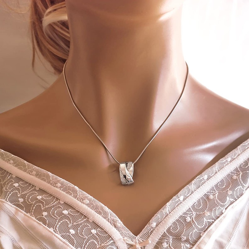 Goldmaid Women's Necklace 925 Sterling Silver 44 Zirconia White Snake