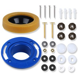 Toilet Flange with Wax Ring for Toilets Replacement Kit, Include Wax Ring Bolts PVC Flange Mounting Hardware for 3 inch or 4 inch Pipes, Fit Toilets Install or Leaking Repair
